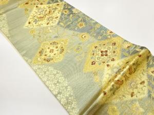 向かい鳥に花菱・花唐草模様織出し袋帯